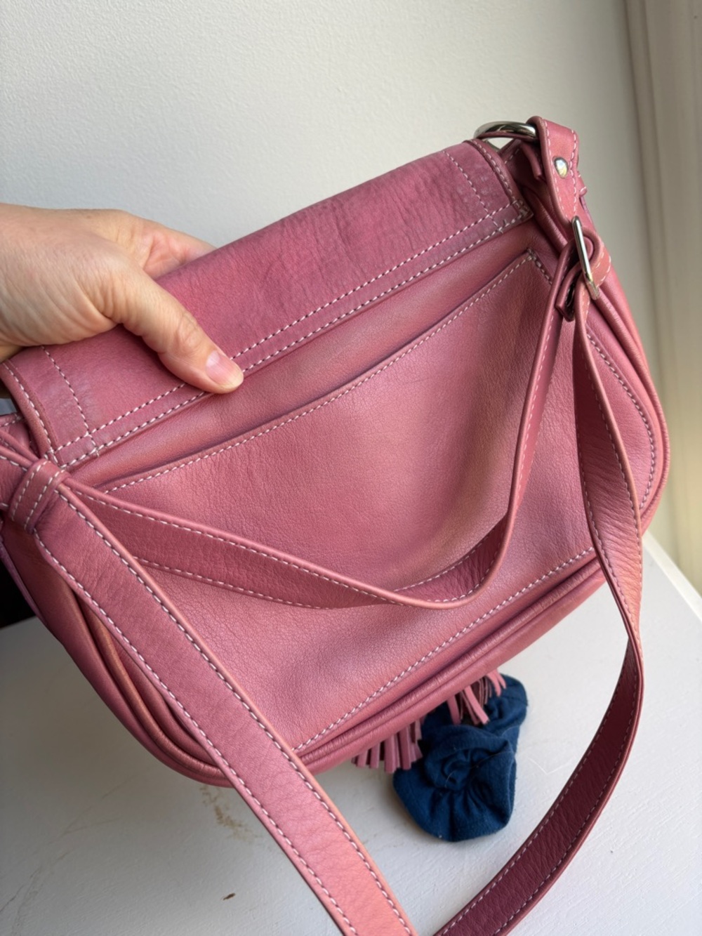 Poppy Barley Rose Pink Leather Tassel Crossbody - Picture 7 of 7